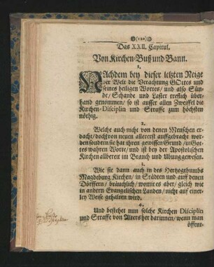 Das XXII. Capitul. Von Kirchen- Buß und Bann.