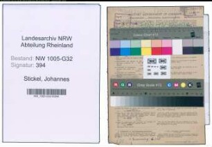 Entnazifizierung Johannes Stickel , geb. 20.06.1885 (Verw.Beamter)
