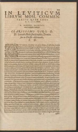 In Leviticum Librum Mosi, Commentarius ...