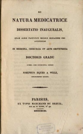 De natura medicatrice : diss. inaug.