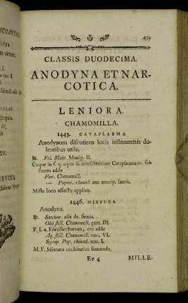 Classis duodecima. Anodyna et Narcotica.
