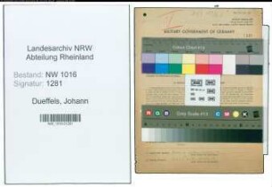 Entnazifizierung Johann Dueffels , geb. 20.10.1899 (Betriebsfuehrer)
