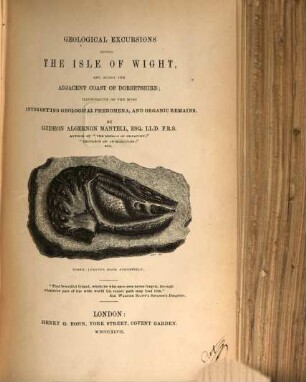 Geological excursions round the isle of Wight, and along the adjacent coast of Dorsetshire; illustrative of the most interesting geological phenomena and organic remains : (with plates)