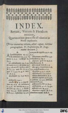 Index Rerum, Vocum Et Phrasium.