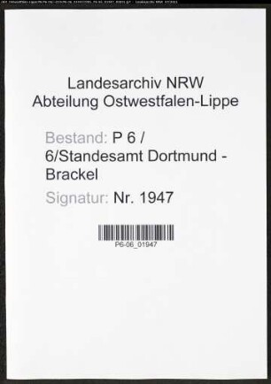 Heiratsregister Standesamt Dortmund-Brackel (VI)