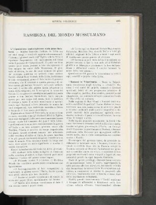 Rassegna Del Mondo Mussulmano.