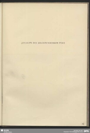 Jenseits des Brandenburger Tors