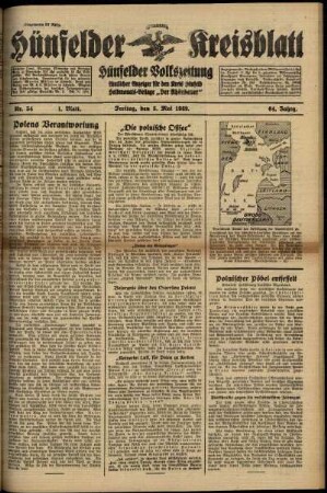 Erste Ausgabe vom Freitag, den 05. Mai 1939.