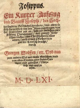 Josippus : Ein Kurtzer Ausszug vnd Begriff Josephi