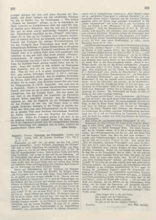 321-322 [Rezension] Kappstein, Theodor, Psychologie der Frömmigkeit