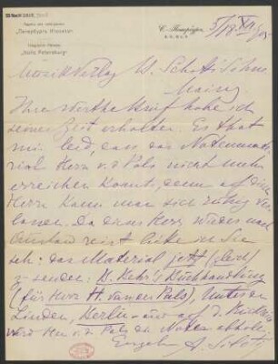 Brief an B. Schott's Söhne : 05.12.1905
