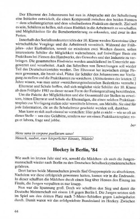 Hockey in Berlin, '84