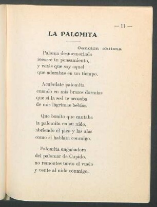 La Palomita : Canción chilena