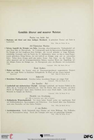 Gemälde älterer und neuerer Meister (Nr. 1-218)