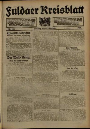 Ausgabe vom Dienstag, den 24. November 1914.