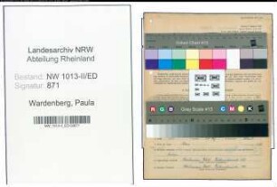 Entnazifizierung Paula Wardenberg , geb. 08.05.1909 (Lehrerin)