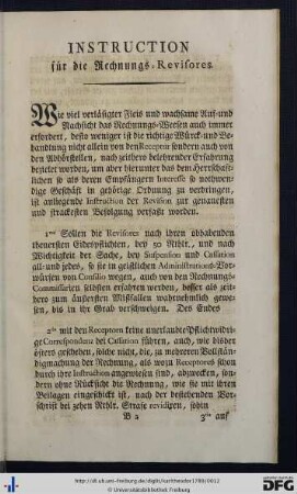 Instruction für die Rechnungs-Revisores.