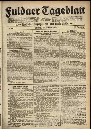 Ausgabe vom Montag, den 31. Januar 1921.