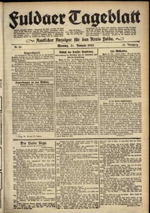 Ausgabe vom Montag, den 31. Januar 1921.