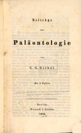 Beiträge zur Palaeontologie : Mit 3 Tafeln