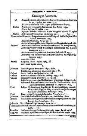 Catalogus Autorum.