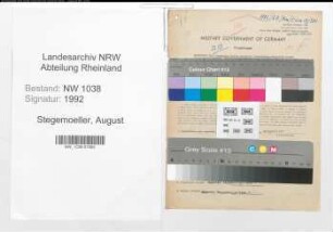 Entnazifizierung August Stegemoeller , geb. 11.01.1904 (Klempner)
