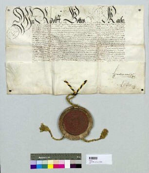 Indultbrief Kaiser Rudolph II. für Bischof Philipp von Regensburg. S: A