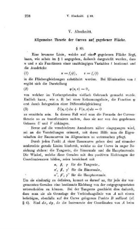 V. Abschnitt. Allgemeine Theorie der Curven auf gegebener Fläche.