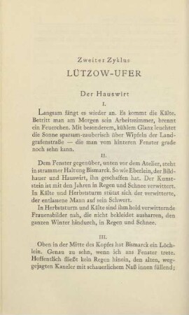 Zweiter Zyklus. Lützow-Ufer