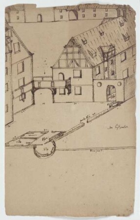 Melsungen, Landgrafenschloss, Hinterhof mit Verbindungsgalerie