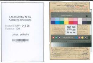 Entnazifizierung Wilhelm Lukas , geb. 06.09.1896 (Postbeamter)