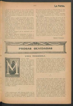 Prosas olvidadas : Vida moderna