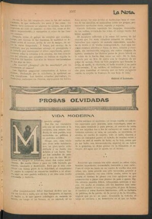 Prosas olvidadas : Vida moderna
