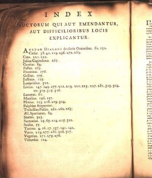 Index Auctorum Qui Aut Emendantur, Aut Difficilioribus Locis Explicantur.