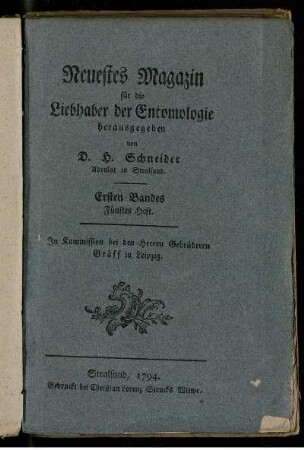 Ersten Bandes Fünftes Heft.