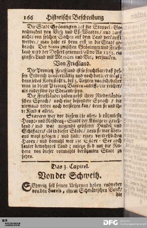 Das 3. Capitel. Von der Schweitz.