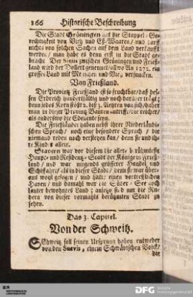 Das 3. Capitel. Von der Schweitz.