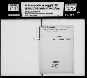 Kaufmann & Co. KG, Zigarrenfabrik Ladenburg Käufer: Firma Fritz Wührmann, Speyer
