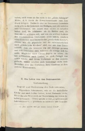 II. Die Lehre von den Sakramenten