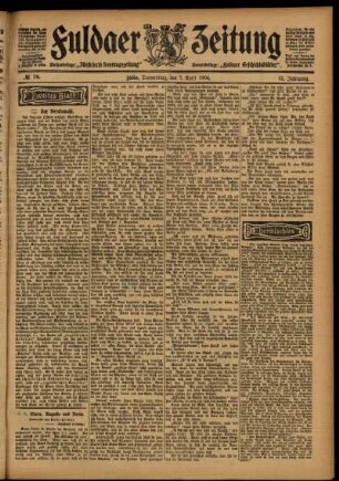 Zweite Ausgabe vom Donnerstag, den 07. April 1904.