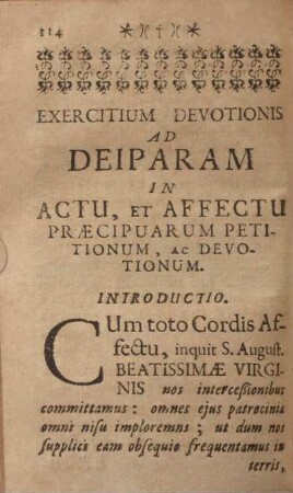 Exercitium devotionis ad deiparam in actu, et affectu præcipuarum petitionum, ac devotionum.