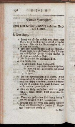 Viertes Hauptstück. Von dem natürlichen Gesetz und dem Recht der Natur.