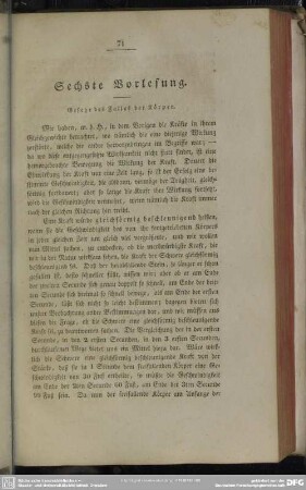 Sechste Vorlesung