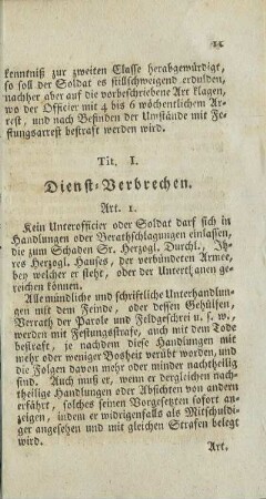 Tit. I. Dienst-Verbrechen