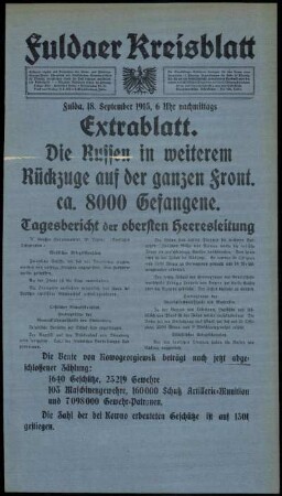 Ausgabe vom Samstag, den 18. September 1915.