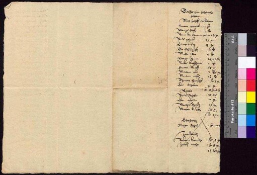 Verzeichnis der Dörfer, für die Geschoss entrichtet werden muss, der Einwohner und der zu entrichtenden Steuer. Aufgeführt sind Burk, Oehna (ausgestrichen), Zieschütz (ausgestrichen), Jenkwitz (ausgestrichen), Strehla, Niederkaina, Oberkaina, Preuschwitz, Stiebitz.