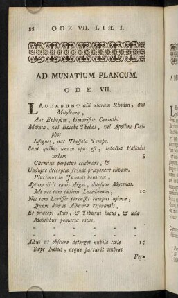 88-109, Ad Munatium Plancum. Ode VII.; Remarques Sur L'Ode VII.; Notes Sur L'Ode VII.