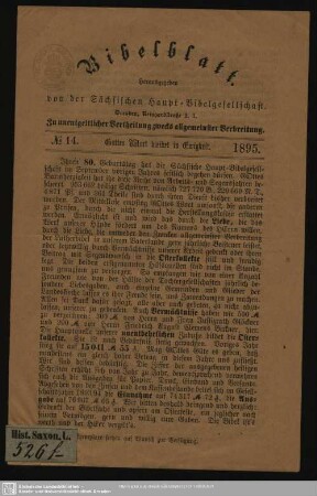 14.1895: Bibelblatt