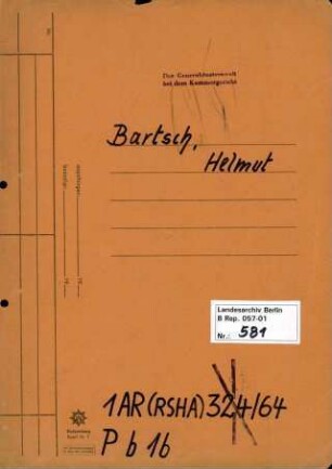 Personenheft Helmut Bartsch (*01.11.1910), Kriminalkommissar und SS-Hauptsturmführer