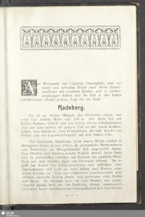 Am Westrand der Lausitzer Granitplatte ..., liegt die alte Stadt Radeberg